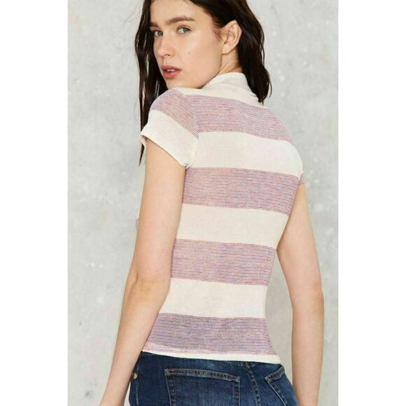 Nasty Gal After Party Start Me Up Striped Tee L - Picture 2 of 2